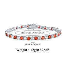 1条简约925纯银立方氧化锆几何方形网球链手链，百搭女士手链，适合日常佩戴、送礼、派对、度假、情人节等场合。 - 紅色 - 查看 4