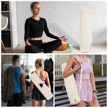 Yoga Mat Bag, Full Zip Cargo Yoga Mat Carrier Bag With Drawstring Water Bottle Pocket And Bottom Wet Pocket, Exercise Yoga Mat Carrier Holder Multi-Functional Storage Bag Patent Pending - 米色 - 查看 7