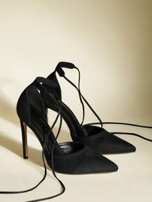 12cm Sexy Hollow Out Pointed Toe Stiletto High Heel Casual Versatile Party Women Shoes - Black - View 1