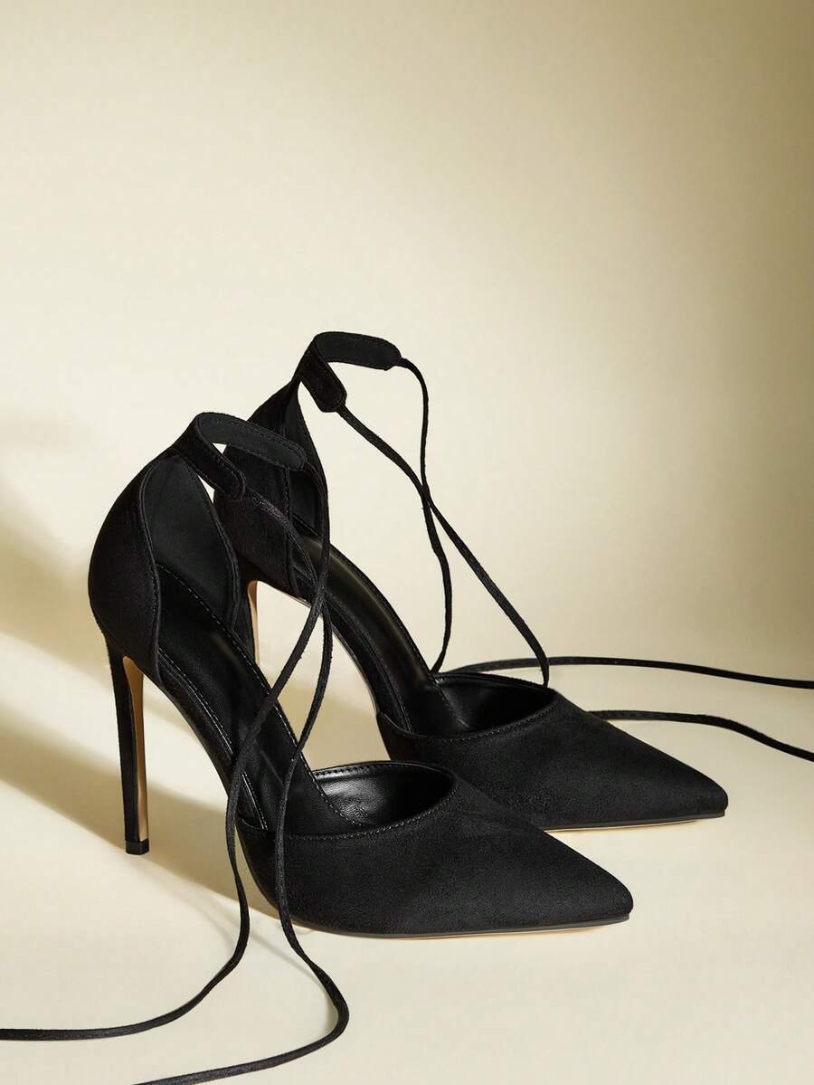 12cm Sexy Hollow Out Pointed Toe Stiletto High Heel Casual Versatile Party Women Shoes - Black - View 1