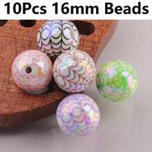 10Pcs 16mm Spider Web Round Acrylic Beads Spacer Loose Bead For Jewelry Making Accessory Beads DIY - 10 hạt cườm in hình mạng nhện 16mm - Xem 5