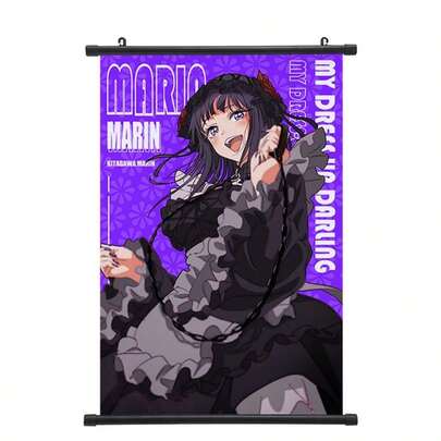 1pc New Anime Hanging Scroll Poster, Decorative Wall Art For Bedroom, Perfect Gift For Friends, Birthday, Valentine's Day, Easter 2026, Interaction, Family, Bestseller