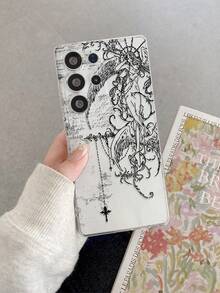 1pc Angel Cross Graffiti Pattern Transparent Soft TPU Shockproof Anti-Scratch Anti-Fingerprint Phone Case, Camera Lens Protection Compatible With Samsung, Nothing, Pixel, - Multicolor - View 8