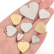 10个/包 不锈钢心形吊坠，时尚手链项链耳环饰品，低过敏性珠宝制作DIY吊坠 - 吊墜 - 查看 5