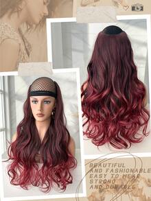 Clip In Hair Extensions V-Shaped 22 Inch Long Body Wave Heat Resistant Fiber Synthetic Hairpiece For Women Girls Party Daily Use - Two-Tone - View 8