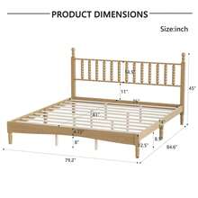 MERAX King Size Wood Platform Bed With Gourd Shaped Headboard,Retro Style Platform Bed With Wooden Slat Support,Natural - King Size-Natural - View 4