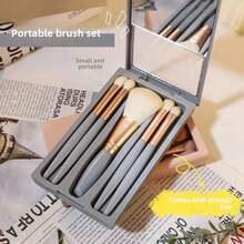 New 5-Piece Open Window Mirror Box Makeup Brush Set With High-Quality Portable Eyeshadow And Blush Brush Set - Ocean Blue 5-piece Lens Case - View 2