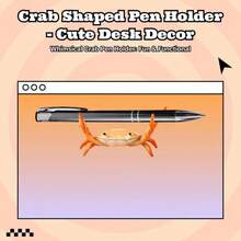 Realistic Crab Shaped Pen Holder, 1 Creative Cute Desktop Pen Holder, Decorative Desktop Decorations For Office And Home, Desk Accessories, Summer Gifts, Office Stationery Supplies, Room Decoration, Winter Decoration, Birthday Gift, Home Decoration - 褐色 - 查看 4