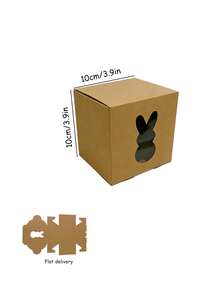 Easter Gift Box With Rabbit Window, Kraft Paper Candy Box, Cupcake Paper Box, Rabbit Cookie Candy Box, Soft Spring Easter Gift Box, Easter Paper Container, Suitable For Holiday Party, Party Supplies - Multicolor - View 3