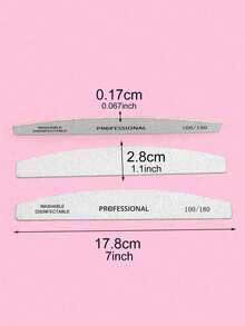 10Pcs Half Moon 100/180 Grit Wood Nail Files Double Sided Emery Board Washable Emery Boards Reusable Nail Buffers Manicure Tools For Natural Nails Home And Salon Use Nail Sanding Block File - Multicolor - View 7