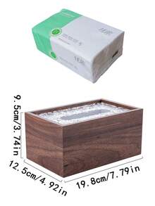 1 pieza/2 piezas Caja de pañuelos de madera de nogal premium, emparejada con tapa de empuje ondulada, caja de almacenamiento/soporte de pañuelos de estilo minimalista moderno, de uso múltiple, para: hogar, fiesta, sala de estar, dormitorio, baño y escritorio de oficina. Adecuado para: Navidad, Acción de Gracias, uso diario, Año Nuevo, Día de San Valentín y feriados nacionales, opción ideal. - Caja de pañuelos de papel corrugado - Ver 5
