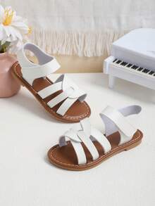 Weiße Spiral Design PU Leder Flache Sandalen für Kleinkinder, Kleine & Große Kinder, Retro Minimalistischer Einfarbiger Verschluss Mädchen Schuhe, Rutschfeste Gummi Laufsohle, Geeignet für Jungen & Mädchen im Alter von 3-16 Jahren, Frühling/Sommer 2026 Neuerscheinung - Weiss - Übersicht 8