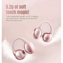 Audífonos Bluetooth con Estuche en Forma de Corazón Kawaii, Diseño Ear-Clip, Cómodo y Ligero, Batería de 4 Horas de Duración, Ideal Para Uso Diario, Gimnasio, Escuela, Oficina - Rosa - Ver 3