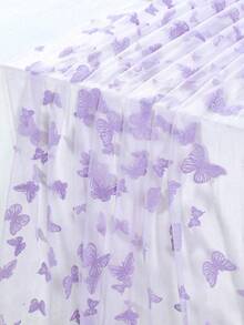 1Pc Purple Butterfly Table Runner,Gauze Gauze Polyester Double-Sided Table Cover,75*180cm Tablecloth,DIY Crafts,Butterfly Party Supplies,Gender Reveal Party Decor,Wedding Decor,1st Birthday Decorations,Baby Shower Supplies,Baby Party Supplies,Holiday Party Supplies,Table Decoration,Tabletop Decor - Purple Butterfly - View 2