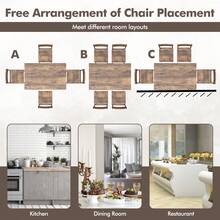 COSTWAY Modern Dining Table Set For 4, 5-Piece Kitchen Table Set W/Rectangular Table & 4 Chairs, Metal Frame, Wood Grain Surface, Space-Saving Dining Room Furniture Set For Home, Cafe, Restaurant, Brown - Brown - View 10