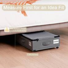 1pc/2pcs Thickened Non-Woven Fabric Foldable Underbed Storage Box With Wheels, Large Capacity Clothes Storage Container - Black - View 6