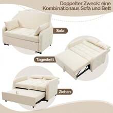 Multifunctional Folding Sofa Bed, Adjustable Backrest, Ideal For Small Apartments And Student Residences, Comfortable Sofa Bed 180x127 Cm - Beige - View 7