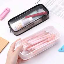 2pcs Clear Cases With Zipper, Multi-Use Travel Makeup Brush Bags Toiletries Exam Pouch Case Travel Luggage Make Up Cosmetic Bag - Multicolor - View 4