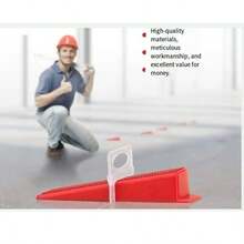 100pcs/Pack Tile Leveling System Spacers, 7.5cm/2.95in Red Plastic Clips, PP Material, Non-Damaging To Tiles, Tile Floor And Wall Leveling Tool - A Red - View 4