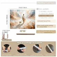 1pc Framed Canvas Poster, Religious Art Theme, Depicting God Leaving The Ninety-Nine Sheep To Find The Lost Lamb. Ideal Decor For Bedroom, Living Room And Hallway, Can Serve As Wall Art Or Seasonal Decoration To Add A Wintry Ambiance To Any Space. Jesus Themed Decorative Painting, Home Decor Poster, Room Decoration, Housewarming Gift. - Multicolor - View 17