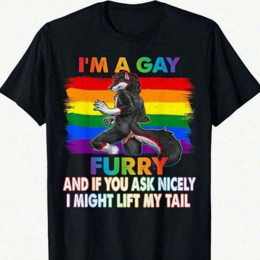 I'M A Gay Furry Rainbow Fox Wolf Fursona Fandom Pride Month T-Shirt - 款式10 - 查看 1