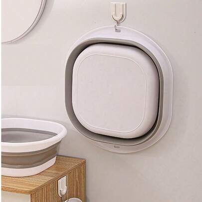 1 chậu ngâm chân gấp gọn, chậu rửa bằng silicon có thể gập lại, chậu nhựa đa năng di động dùng để ngâm chân, rửa mặt, rửa rau củ, tiết kiệm không gian với lỗ treo, thích hợp cho học sinh, sử dụng tại nhà và du lịch.