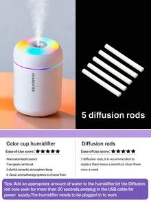 黑白两色可选，加湿器，180毫升容量/USB供电，家用/卧室/浴室空气净化器，低噪音香薰雾化器，情人节礼物 - 橢圓 - 查看 15