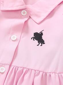 2件套 女童可爱条纹花瓣袖Polo领迷你连衣裙，夏季 - 彩色 - 查看 5