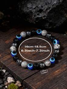 YAUKIA Adjustable Lucky Evil Eye Beaded Bracelet, Made Of Natural Hematite Stone, Unisex Accessory Gift, Energy Balancing & Meditation Healing Bracelet - Multicolor - View 4