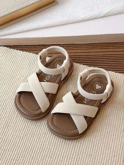 1 Pair Girls' Sandals, New Summer Soft Bottom Slip-On Sports Beach Shoes, Fashion Princess Sandals For Big Kids