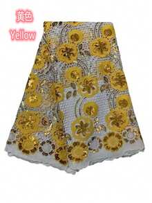 1 Yard/5 Yards 2026 High Quality Water-Soluble Sequin Lace Fabric, Mesh Lace Material Suitable For Nigerian Party, Wedding, Christmas - A - View 11