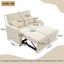 Multifunctional Folding Sofa Bed, Adjustable Backrest, Ideal For Small Apartments And Student Residences, Comfortable Sofa Bed 180x127 Cm - Beige - View 8