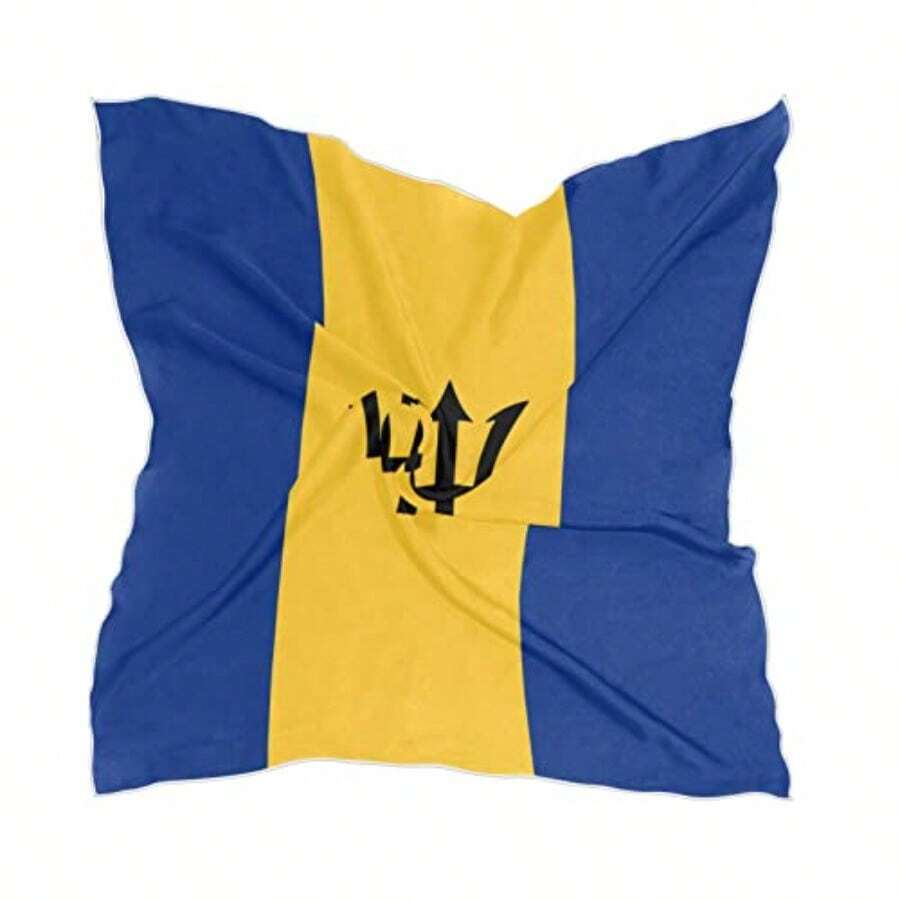Women's Fashion Silk Scarf Square Satin Headscarf Neck Scarf Head Hair Wraps-B032 - Bandera de Barbados - Ver 1