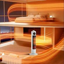 Glückluz Calefactor Eléctrico con Llama 3D Dinámica,Calefactor de Cerámica Tipo Torre con Mando a Distancia, Calefacción Rápida, Radiador Eléctrico Silencioso(Sin control remoto) - Tipo de Enchufe A USA (110-127V) - Ver 8