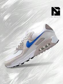 Nike Air Max 90 College Grey Racer Blue – Men's Lifestyle Sneakers – Shoes For Man -Vintage-Spring & Summer-Inspired Running Shoes, Shock-Absorbing Comfort, Gym To Streetwear Casual Wear-Mother's Day Gifts-Father's Day Gift– DM0029 110 - White/College Grey/Summit White/Racer Blue - 查看 1
