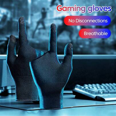 Guantes de juego antideslizantes para 2 dedos para juegos electrónicos - Ultra delgados, resistentes al sudor, transpirables y de alta sensibilidad