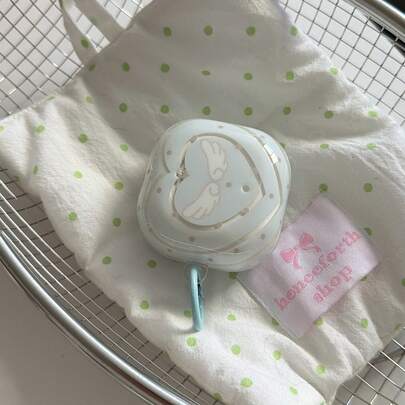 Minimalist Translucent Blue Polka Dot Heart Wing Earphone Case With Hanging Loop, Compatible With Huawei Freebuds 7i, Freebuds 2, Freebuds SE 3, Freebuds 5i, Pro 3 Earphone Cases, Cute Korean Style