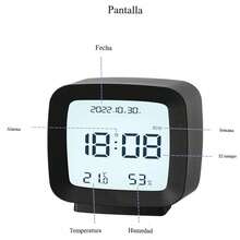 Minimalist, Portable, Small, Multifunctional Desk Clock With Night Light And Temperature And Humidity Meter - Black 1pc - View 7