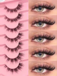 7 Pairs Asiteo Fluffy Cat Eye False Eyelashes, Natural Curly Fake Lashes With Transparent Band, 3D Effect, Eye-Enlarging, Charming & Thick, Whole Piece Faux Mink Lashes Suitable For Travel, Wedding, Party, Eid - Fluffy Lashes - View 1