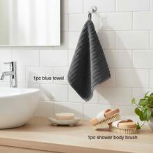 2pcs Shower Body Brush, Bristle Brush Shower Brush, Exfoliating Brush With Soft Massage Nodules, Shower Back Massage Brush, Wet And Dry Dual-Purpose Meridian Unblocking Bristle Brush (1 Shower Body Brush+1 Towel) - 2PCS - View 14