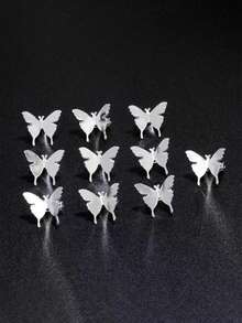 10PCS Children's Metal Butterfly Hair Buckle Girls Open Braided Dreadlocks Girls Fixed Braids Hairpin Hip-Hop Style Headwear - Silver - View 5