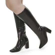 Women's Riding Boot, High Shaft, Square Heel, Comfortable Fashion 206 - Black - View 8