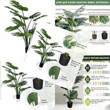 Planta Artificial de Palmera Tropical Grande de 110 cm, Árbol Falso Sintético en Maceta para Decoración de Casa, Hogar, Oficina o Jardín Interior-B029 - Verde - Ver 2