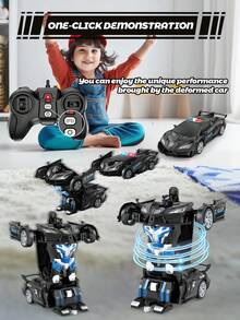 1pc Transforming Toy Car Robot, One-Key Transformation To Robot, With Flashing Light, 2.4GHz Transformable LED Headlight Remote Control Car - Yellow Sports Car, Black Sports Car, 360 Degree Rotation, One-Key Transformation, Flashing Light, Ideal Birthday Gift For Boys And Girls - Multicolor - View 9