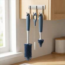 3PCS Baby Bottle Cleaning Brush Set, Soft Silicone 360° Bottle Brush With Straw Brush & Nipple Brush, Great For Travel And Daily Cleaning - Navy Blue - View 7