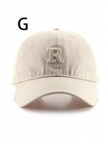 1pc Unisex R Embroidered Fashionable Baseball Cap - Multicolor - View 12