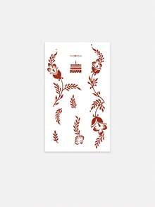 1pc Finger Tattoo Sticker, Floral Totem Design, Waterproof Temporary Tattoo Sticker, Fashionable For People, Suitable For Valentine's Day - Red - View 5