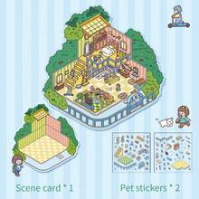 3pcs Cartoon 3D Stereoscopic Stress-Relieving Diorama Stickers, Creative Miniature Scene Collage, DIY Scrapbooking Stickers - Style 1 - View 9