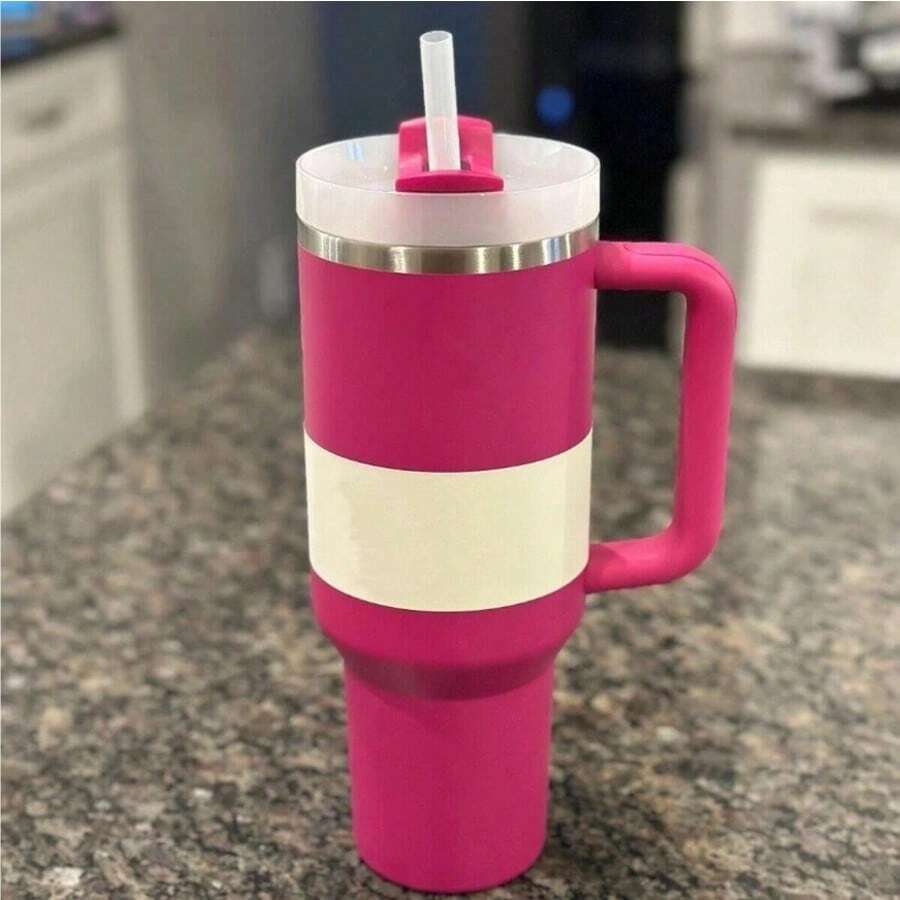 40oz Large Capacity Stainless Steel Insulated Tumbler With Handle & Straw – Double-Wall Vacuum Insulation For Hot & Cold Beverages, Perfect For Home, Office, Gym, Or Camping – Durable, Portable, And Leak-Proof Design For All-Day Temperature Retention. - 霜白 - 查看 1