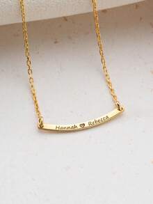 Colar personalizado com barra curva requintada (1 peça), colar com nome personalizado, colar com nome e coordenadas personalizáveis, colar para casal, colar minimalista, colar feminino, presente para o Dia dos Namorados, colar personalizado com data para o Dia das Mães, ideal para uso diário e presentes em datas comemorativas, presente personalizado para o Ramadã. - Multicolorido - Ver 7